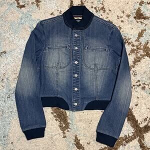 Vintage Marithe Francois Girbaud Womens Rainbow Denim Jacket Size Large 90s